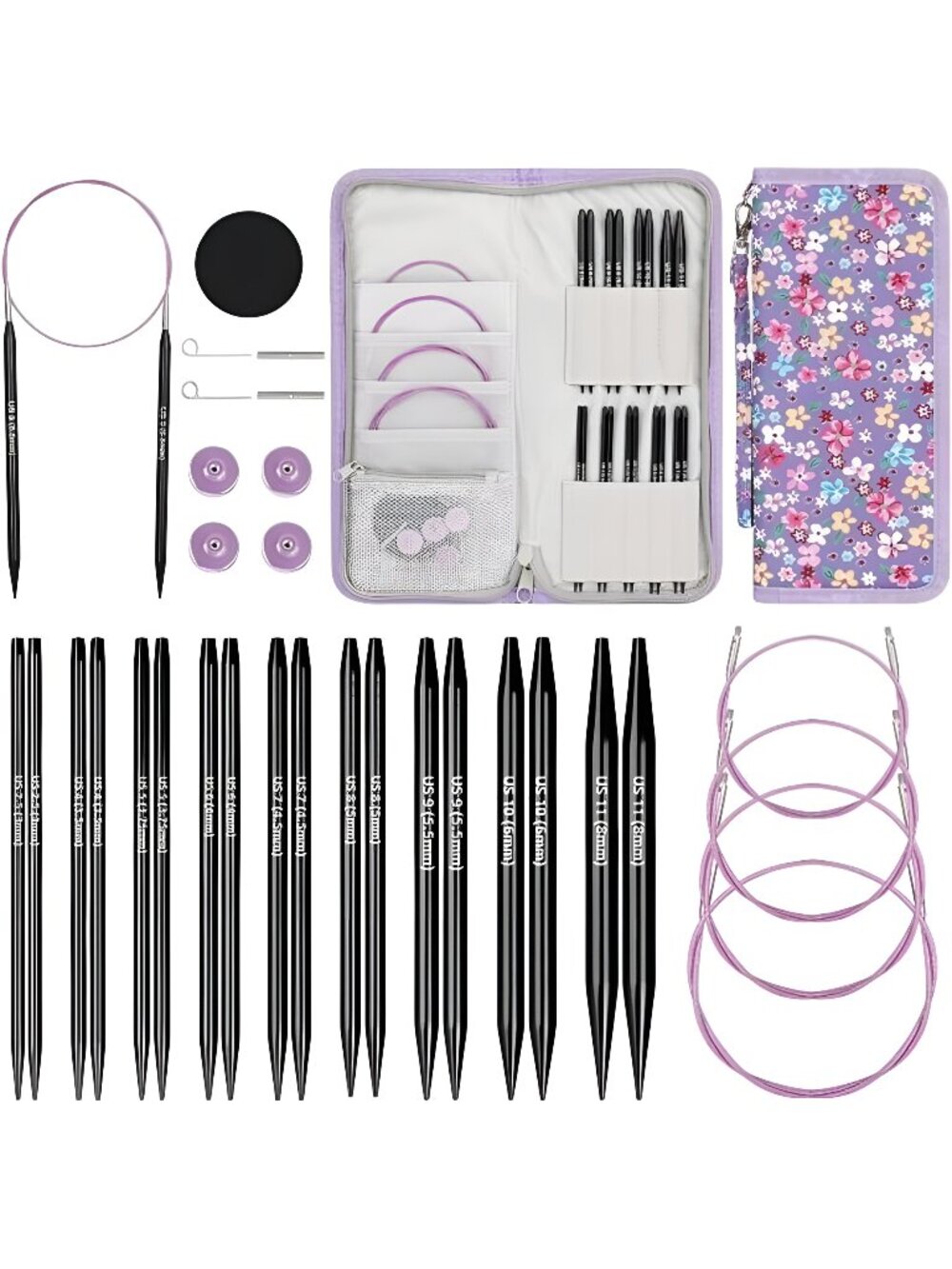 Interchangeable Knitting Needles Set- 9 Pairs Circular Knitting Needles